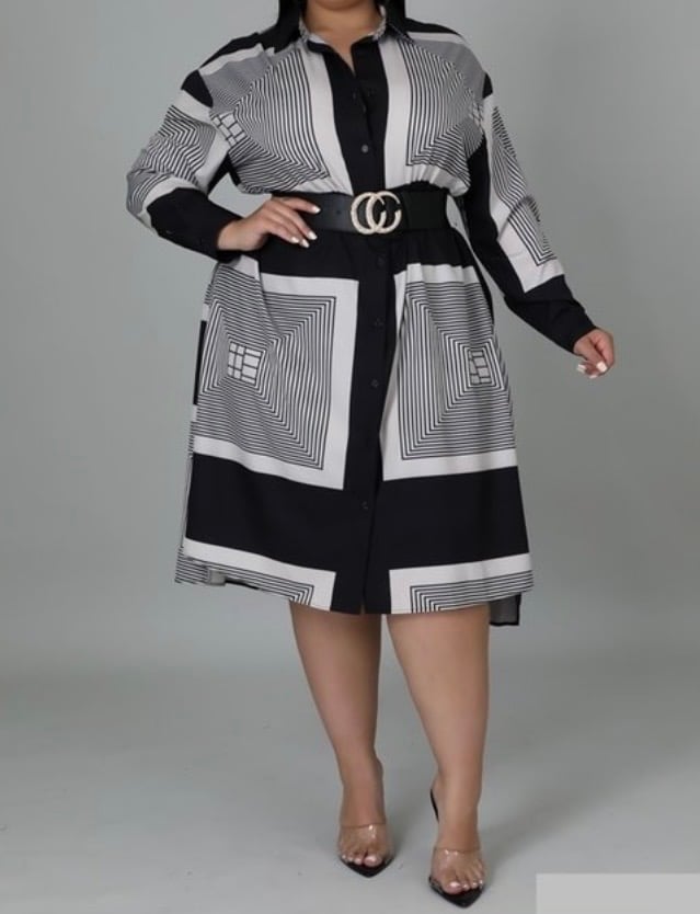 Image of Black & Cream Oversized Dress