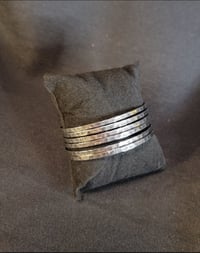 Image 1 of Bracelet - silver, hammered, 6 bangles