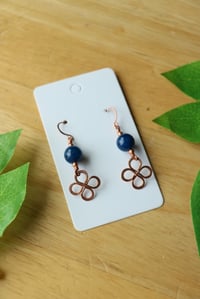 Image 1 of Clover + Bead Copper Earrings