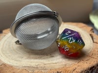Image 3 of Rainbow D20 Tea Strainer Ball | Dungeons and Dragons Dice Tea Strainer