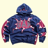 Image 1 of REWORKED GAP CRACKED NAVY HOODIE SIZE M