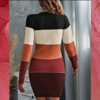 Image 1 of Color black bodycon sweater dresssweater dress