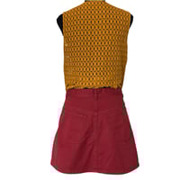 Image 2 of 90s Vintage Calvin Klein Burgundy Stonewash Mini Cotton Denim Skirt with Slits - Size 7