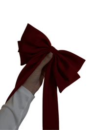 Image 1 of Red Satin Bow Hair Clip