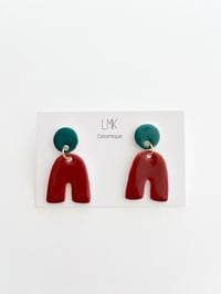 Paire de boucles d'oreilles céramique PHANTA canard et tabac foncé 