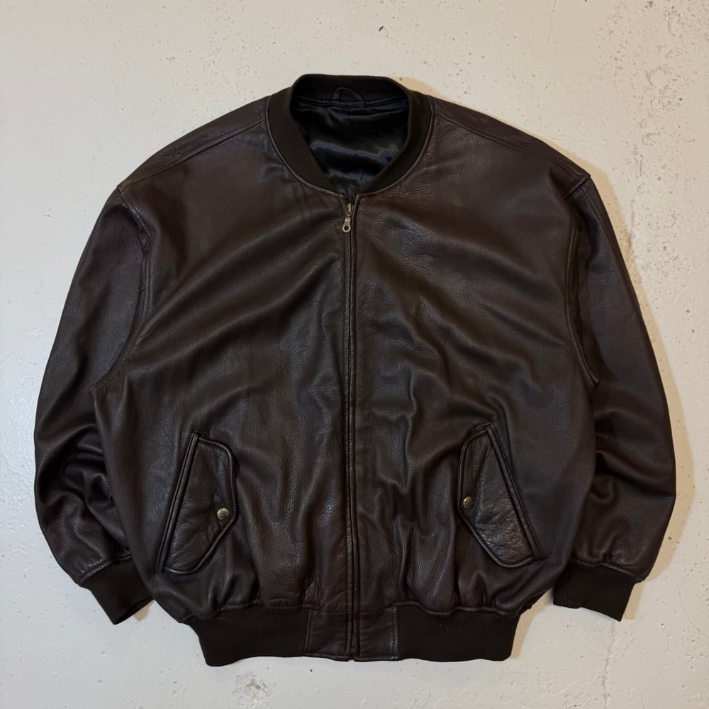 Image of 2000s Leather Bomber Jacket, Size XL - XXL