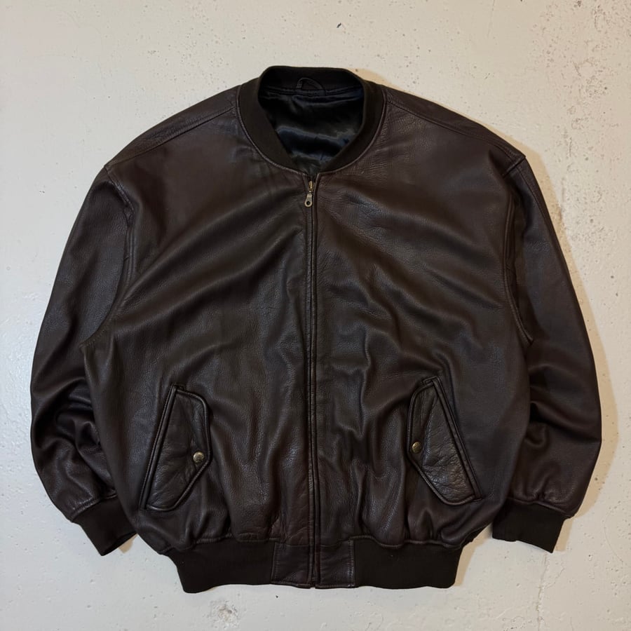Image of 2000s Leather Bomber Jacket, Size XL - XXL