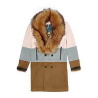 Image 1 of VIE RICHE PARIS REMOVABLE FUR 3 TONE OVERCOAT IN B