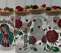 Image 3 of 16oz La Virgen de Guadalupe glass tumbler