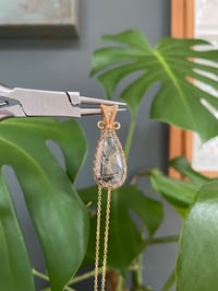 Image 4 of Gold Black Rutile Teardrop Crystal Necklace