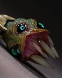 Image 7 of Egg of the King all seeing fangs pendant, leather cord, brass hardware, OOAK