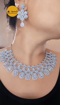 Image 2 of Jasmine-Stunning AD Necklace Set with Earrings