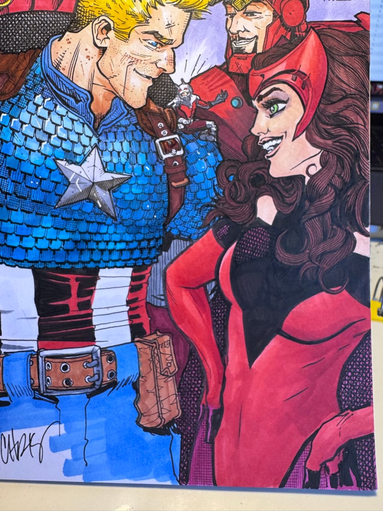 Image of Captain America sketch cover (cap, widow, ant man, Thor iron man and scarlet witch 