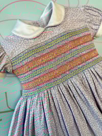 Image 2 of girls lilac floral smocked dress
