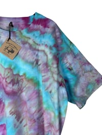 Image 3 of XL Adult Combed Cotton Tee in Water Lilies Agate Ice Dye