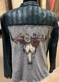 Image 1 of Vintage Green Snakeskin Jacket Steer Head