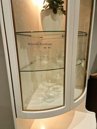 Image 3 of Tall, Mid Century Nathan Corner Drinks Cabinet unit in Stone with light. 