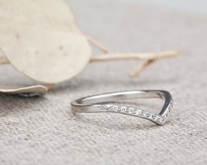 Image of Platinum white diamond semi-eternity wishbone ring