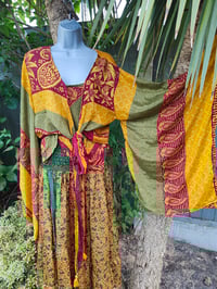 Image 8 of Kimono and cami set -yellow green red
