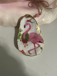 Image 3 of Flamingo Mingle Oyster Shell Ornament