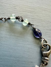 Image 6 of feather medallion bracelet with prehnite gemstones