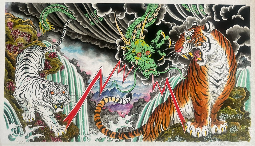 Image of Tim Lehi Hand Embellished "Tiger Book Cover" Giclée Print Signed & Numbered 4/25