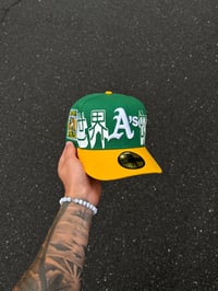 Image 1 of TRI TONE KELLY GREEN  OAKLAND ATHLETICS CUSTOM FITTED CAPS CAP
