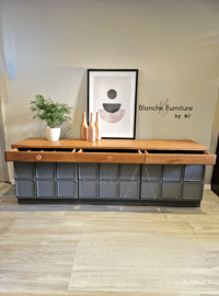 Image 2 of Beautiful, Large Nathan Sideboard in Meridien Grey and Walnut with Copper