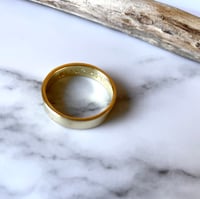 Image 5 of Celestial 18ct Gold Wedding Ring Sun Stamp Detail. Sunshine Gold Wedding Band Stamped