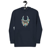Image 4 of Unisex Hoodie, Feathers and Turquoise Horseshoe Hoodie, Western