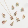 Rainbow cubic letter necklace 