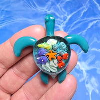 Image 1 of "UNDER THE SEA" CORAL REEF IMPLOSION SEA TURTLE PENDANT LARGE 2