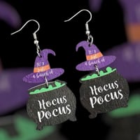 Image 3 of Witch Hat & Hocus Pocus Potion Pot Dangle Earrings