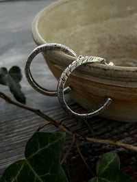 Image 5 of Textured Open Hoop stud earrings