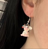 Image 3 of Strawberry cow earrings