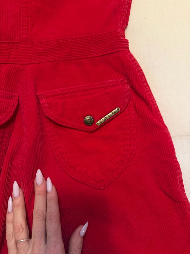 1970s red N'est ce Pas fitted overalls  jumpsuit 