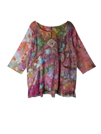 Image 2 of S 100% Cotton Forager Top in Warm Watercolor Ice Dye