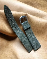 Image 1 of Dark Sage & Taupe Grained Calfskin Watch Strap