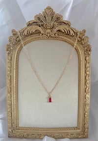 Image 1 of Red rectangle glass necklace 