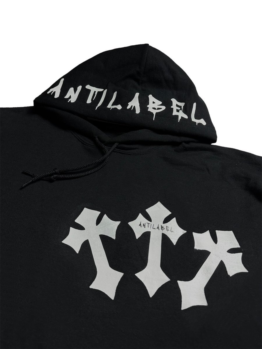 Image of TRIPLE CROSS HOODIE - BLACK