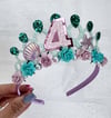 Mermaid birthday tiara crown, Aqua with a hint Baby Pink
