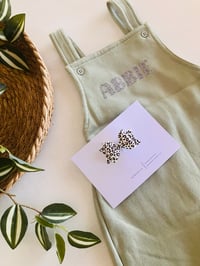 Image 5 of pre order sage dungaree & matching bow 