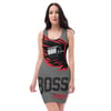 BOSSFITTED Grey Red and Black AOP Compression Dress