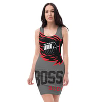 Image 1 of BOSSFITTED Grey Red and Black AOP Compression Dress