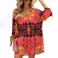 Image 1 of Women's Button Up 3/4 Sleeve Anthurium Shirt