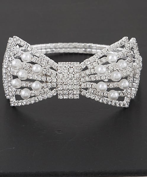 Image of Cassandra Pearl Ribbon Cuff  Bracel