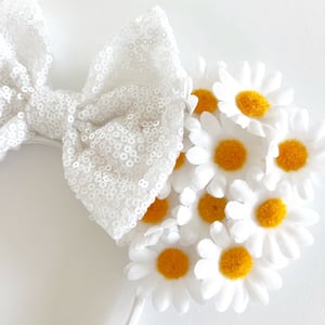 Image of Daisy Mouse Ears with White Sequin Bow