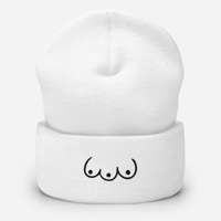 Image 2 of Tri boobies Cuffed Beanie white
