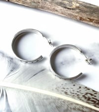 Image 4 of Handmade Sterling Silver Love Heart Midi Hoop Earrings 925