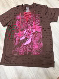 Medium brown/pink Spiderman lace destroyed 
